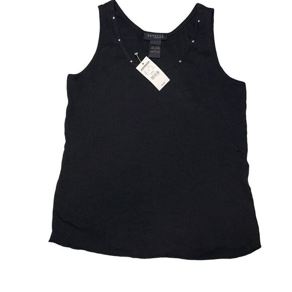 Y2K NWT express ribbed tank Top with sparkle studs on collar size large - Picture 1 of 7